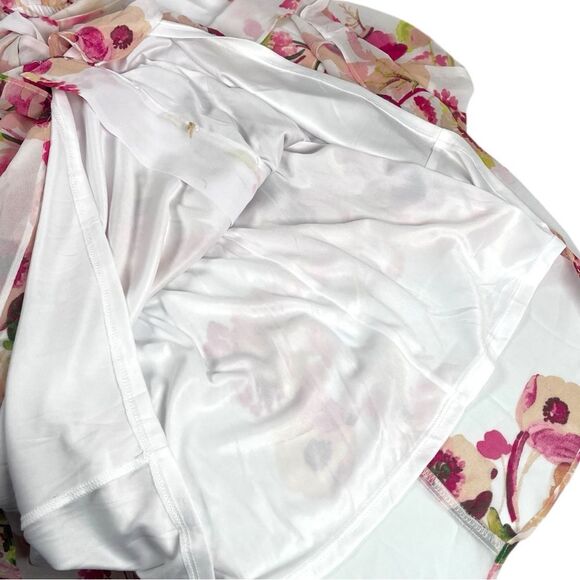 Lane Bryant White Chiffon Floral button up Flutter Sleeve Dress Women’s Size 14 - Picture 6 of 13